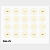 Sticker Rond Ivory Simple Monogram Heart Wedding Favor (Feuille)