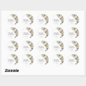 Sticker Rond Ivory White 3D Roses Wedding (Feuille)