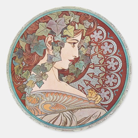 Sticker Rond Ivy Goddess Mucha (Devant)