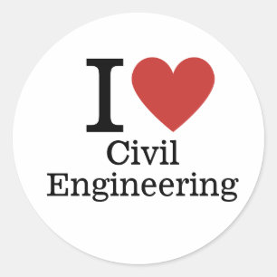 Sticker Rond J'❤️ adore le génie civil pour les étudiants/ensei