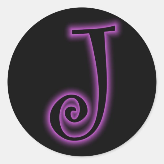 Sticker Rond J Monogram Purple Neon (Devant)