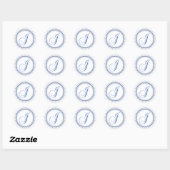 Sticker Rond J Monogramme (bleu/cercle de points d'argent) (Feuille)