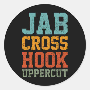 Sticker Rond Jab Cross Hook Uppercut Funny Boxing Entraînement
