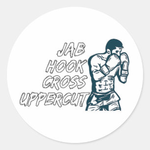 Sticker Rond Jab Hook Cross Uppercut Boxe Pour Boxeurs Hommes G