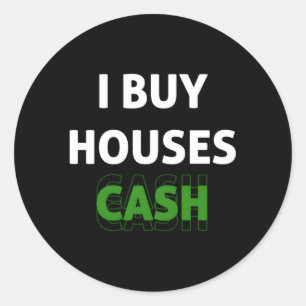 Sticker Rond J'Achète Maisons Cash Immobilier Investisseur Flip