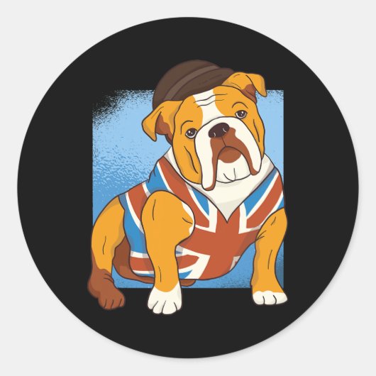 Sticker Rond Jack British Flag Uk British Isles Anglais Bulldog (Devant)