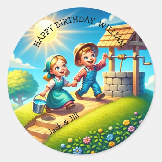 Sticker Rond Jack & Jill Nursery Rhyme Anniversaire (Devant)