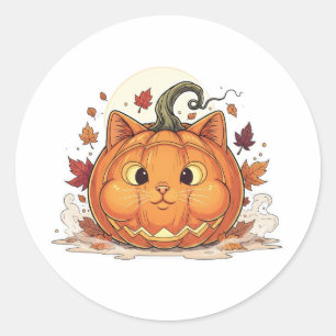 Sticker Rond Jack-O’-Brit - Chat britannique à air court Citrou