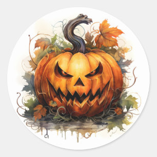 Sticker Rond Jack-O-Lantern déplaisant