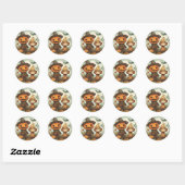 Sticker Rond Jack-o'-lantern et Scarecrow (Feuille)