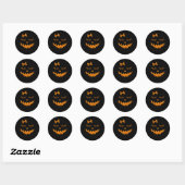 Sticker Rond Jack-o'-lantern Eyelashes Citrouille Face Hallowee (Feuille)