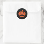 Sticker Rond Jack-o'-lantern Mustache Citrouille Funny Hallowee (Sac)