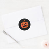 Sticker Rond Jack-o'-lantern Mustache Citrouille Funny Hallowee (Enveloppe)