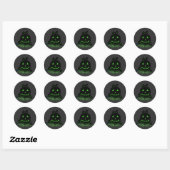 Sticker Rond Jack O Lanternes d'Halloween noir et vert (Feuille)