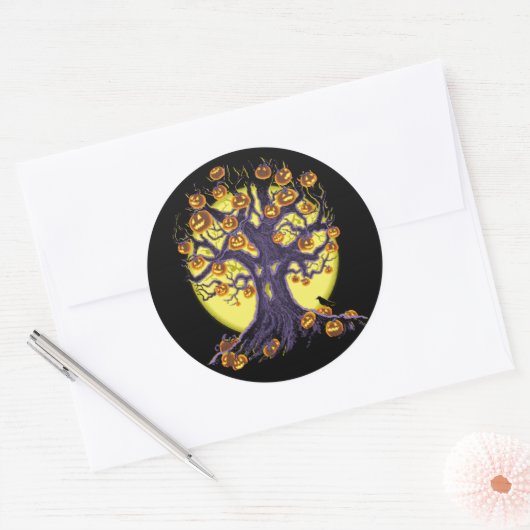 Sticker Rond Jack O'Lantern Tree (Enveloppe)