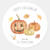 Sticker Rond Jack-o'lanterne | Joyeux traitement d'Halloween (Devant)