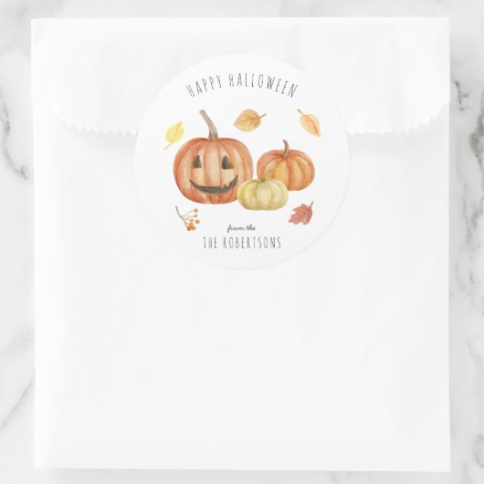 Sticker Rond Jack-o'lanterne | Joyeux traitement d'Halloween (Sac)