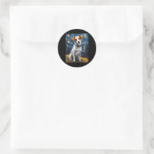 Sticker Rond Jack Russel Avec Peinture Collaire Impression (Sac)