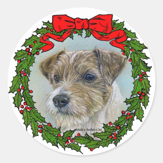 Sticker Rond Jack Russel Chien Noël (Devant)