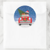 Sticker Rond Jack Russell Chien Voiture De Conduite En Neige No (Sac)