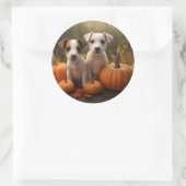 Sticker Rond Jack Russell Puppy Automne Citrouille de plaisir (Sac)