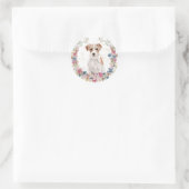 Sticker Rond Jack Russell Terrier Fleurs de printemps Wreath (Sac)