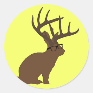 Sticker Rond jackalope avec collant de lunettes