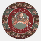 Sticker Rond Jackalope Hoppy Holidays (Devant)
