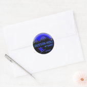 Sticker Rond Jackson Hole Wyoming bleu snowboard art autocollan (Enveloppe)