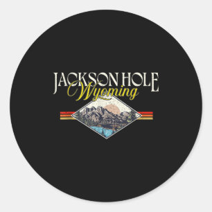 Sticker Rond Jackson Hole Wyoming Grand Teton Montagnes Vintage