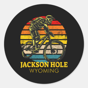 Sticker Rond Jackson Hole Wyoming Vélo Tout Terrain Rétro VTT