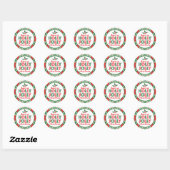 Sticker Rond Jacquard Avoir Un Noël Holly Jolly (Vert / Rouge) (Feuille)