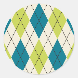 Sticker Rond Jacquard Bleu Et Vert