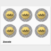 Sticker Rond Jacquard Monogram Chevron avec Gold Faux Foil (Feuille)