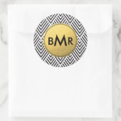 Sticker Rond Jacquard Monogram Chevron avec Gold Faux Foil (Sac)