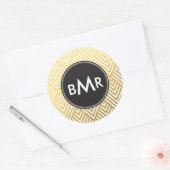 Sticker Rond Jacquard Monogram Chevron avec Gold Faux Foil (Enveloppe)