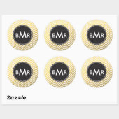 Sticker Rond Jacquard Monogram Chevron avec Gold Faux Foil (Feuille)