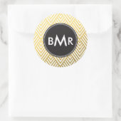 Sticker Rond Jacquard Monogram Chevron avec Gold Faux Foil (Sac)