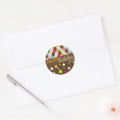 Sticker Rond Jacquard & Polka Dot Joyeux anniversaire (Enveloppe)