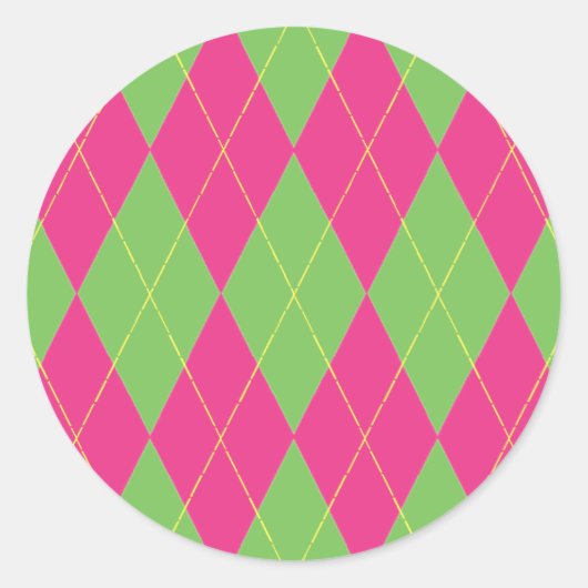 Sticker Rond Jacquard rose et vert (Devant)