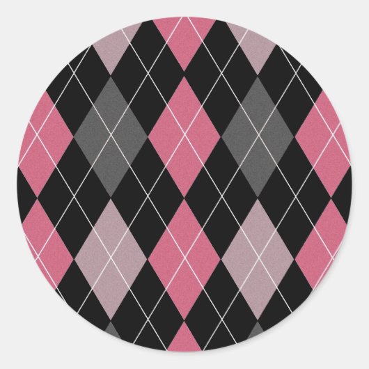 Sticker Rond Jacquard rose, gris et noir (Devant)