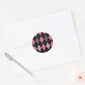 Sticker Rond Jacquard rose, gris et noir (Enveloppe)