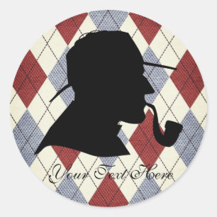 Sticker Rond Jacquard Silhouette Détective Anglais Personnalisé