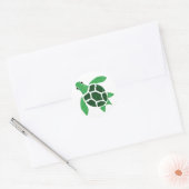 Sticker Rond Jade Green Sea Turtle Mosaic Art (Enveloppe)