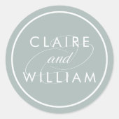Sticker Rond Jade grisé et Mariage personnalisé blanc (Devant)