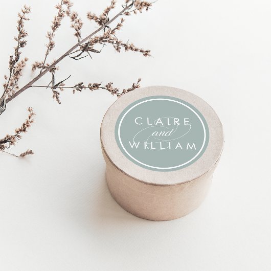 Sticker Rond Jade grisé et Mariage personnalisé blanc