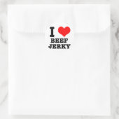Sticker Rond J'ADORE (AIME) le jerky de boeuf (Sac)