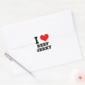 Sticker Rond J'ADORE (AIME) le jerky de boeuf (Enveloppe)