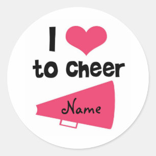 Sticker Rond J'adore Cheer - Cool Pom-pom girl Stuff