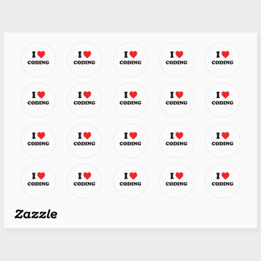 Sticker Rond J'adore Coder (Feuille)